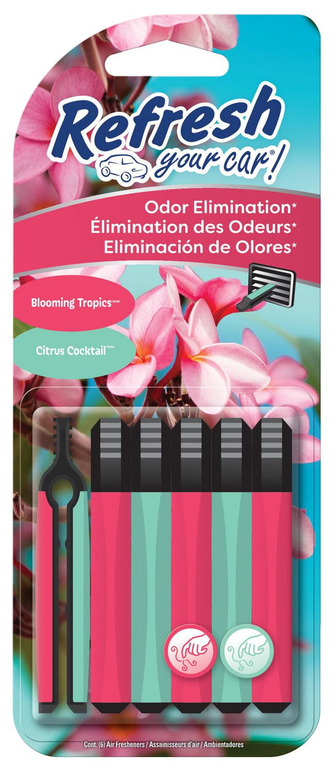 Refresh Your Car! Blooming Tropics/Citrus Cocktail Air Freshener, 6 Ct