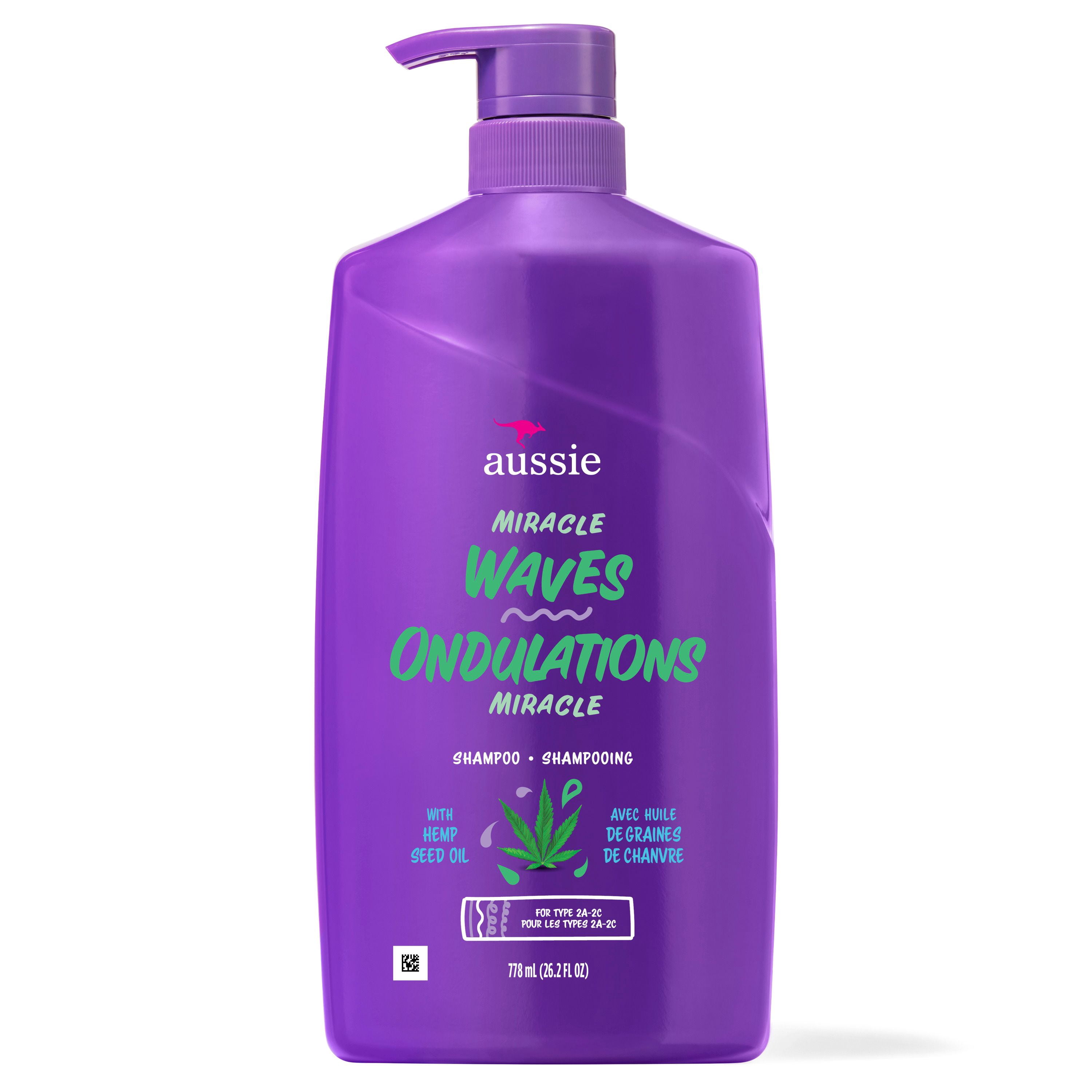 Aussie Miracle Waves Shampooing Anti-Frisottis au Chanvre Sans Parabènes
