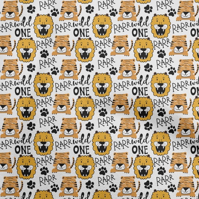 oneOone Georgette Viscose Yellow Fabric Kids Animal Sewing Craft Projects Fabric Prints By Yard 42 Inch Wide