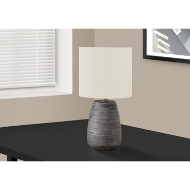 Monarch Specialties Lighting, 19"h, Table Lamp, Grey Ceramic, Ivory / Cream Shade, Contemporary