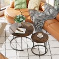 thumbnail image 3 of ZJQYDS Table Basse Gigogne Table Ronde Ensemble de 2 Tables d'Appoint avec Cadre en Métal Robuste pour Salon Chambre Appartement Moderne Industriel Simple Table de Nuit, Brun Rustique, 3 of 18