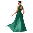 thumbnail image 2 of renvena Costumes de Danse Lyrique pour Femmes Sans Manches à Col Roulé Dos Nu Robe Maxi en Maille Tulle Vert Foncé TG, 2 of 5