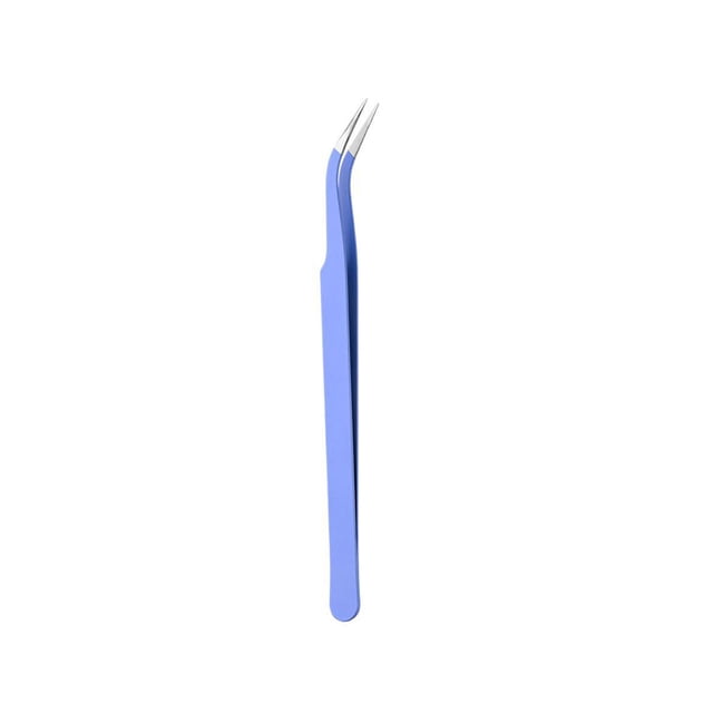 Precision Elbow Tweezers, Stainless Steel, Curved Tip, Enhanced Grip, for Electronics, Crafts, Jewelry Making, Soldering, Experimental Work Hzhnb | Metal, Blue