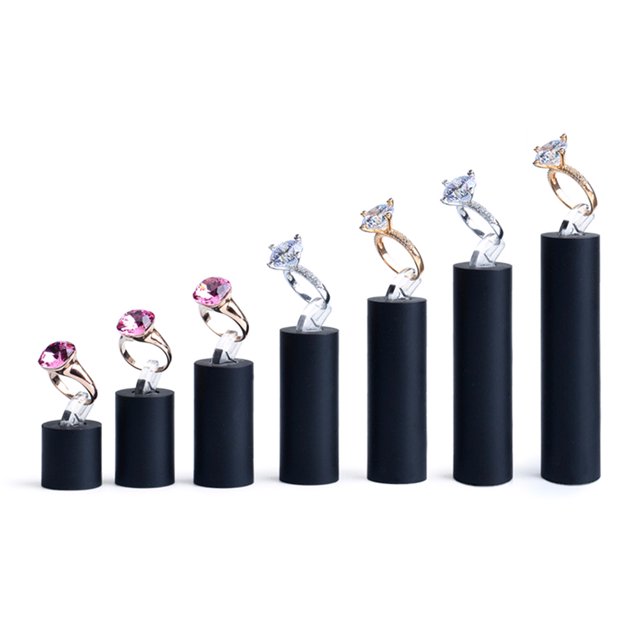 7 pcs Ring Stands Set Black Jewelry Organizer Display Stand for Shop Home Showcase
