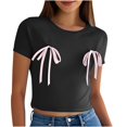 thumbnail image 4 of Pisexur T-shirt Décontracté à Manches Courtes et Col Rond pour Femme, Haut Imprimé, Hauts pour Femmes, Hauts de Sortie pour Femmes, Hauts d'Été pour Femmes Bleu, 3TG, 4 of 4