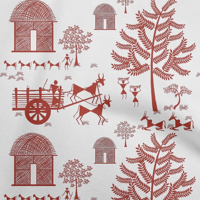 oneOone Cotton Cambric Red Fabric Asian Floral Block Sewing Craft Projects Fabric Prints by Yard 56 Inch Wide