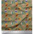 thumbnail image 1 of Soimoi Cotton Poplin Fabric Leaves,Musical Instruments & Animals Kids Print Fabric by the Yard 42 Inch Wide, 1 of 3