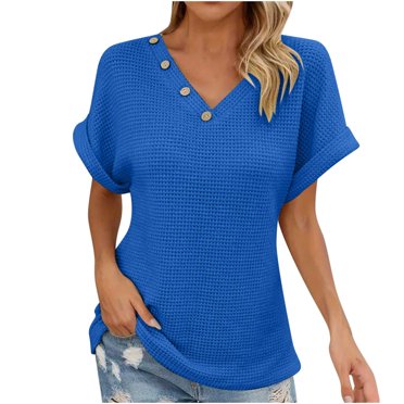 Women's V-Neck Solid Color Casual Short Sleeve T-Shirt for Spring and Summer, Lightweight and Comfortable, Perfect for Daily Wear, Available in Various Sizes and Colors for Relaxed Style