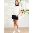 thumbnail image 3 of INSPIRE CHIC Hauts à Manches Courtes Bouffantes à Col Peter Pan pour Femmes Blanc P, 3 of 6