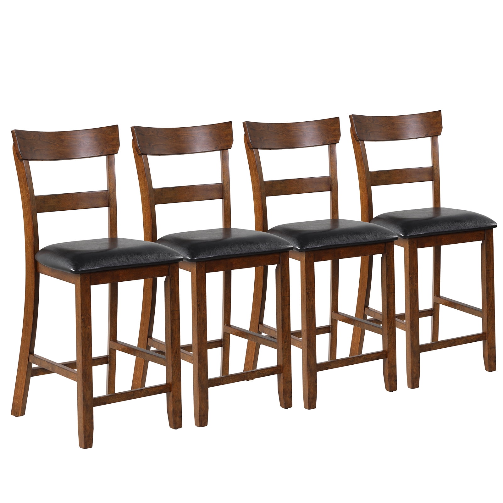 Patiojoy Set of 4 Bar Stools Vintage Wooden Dining Chair for Kitchen, Bistro Brown&Black