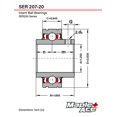 thumbnail image 3 of MAPLE ACE SER207-20 Roulement à Insert 1-1/4 Pouces d'Alésage avec Vis de Réglage et Anneau à Pression, 3 of 5
