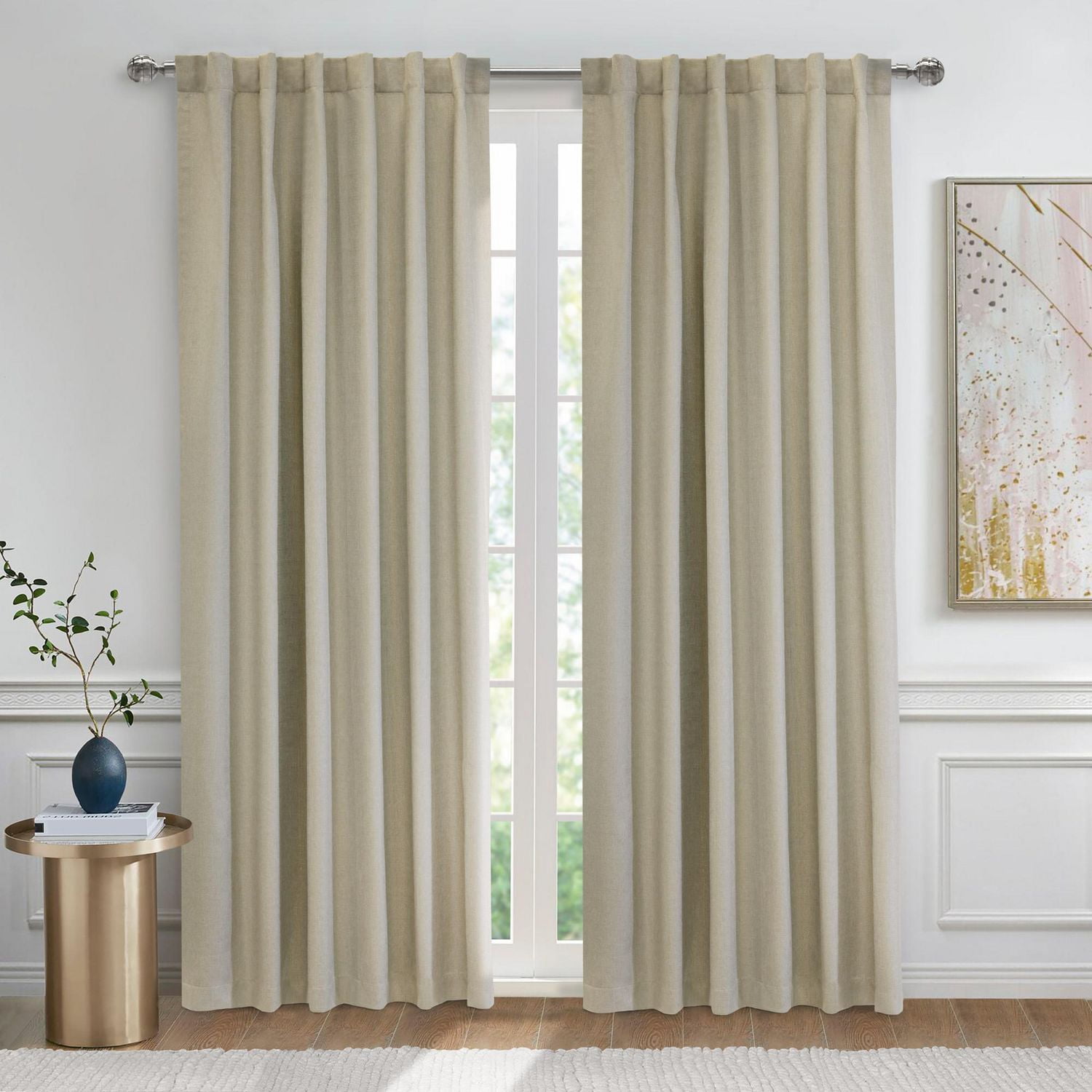 Loft Living Barry, panneau de rideau texturé à double tête, 100% occultant 52" x 95", blanc