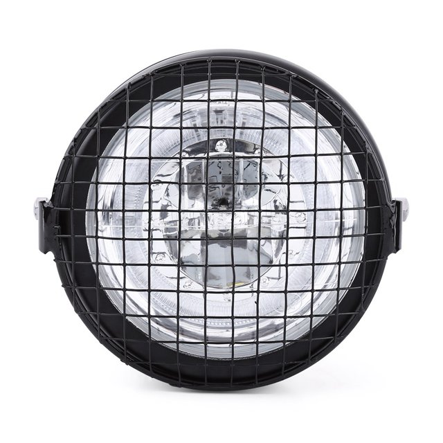 Grill Headlight, 6.5" Motorcycle Headlight LED Headlamp Grill Side Mount Cover With Bracket for Cafe Racer