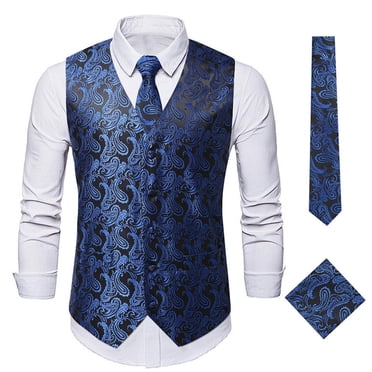 EGNMCR Tank Tops Men New Men's Floral Blazer Waistcoat Gentleman's Formal Casual Printed Vest Waistcoat