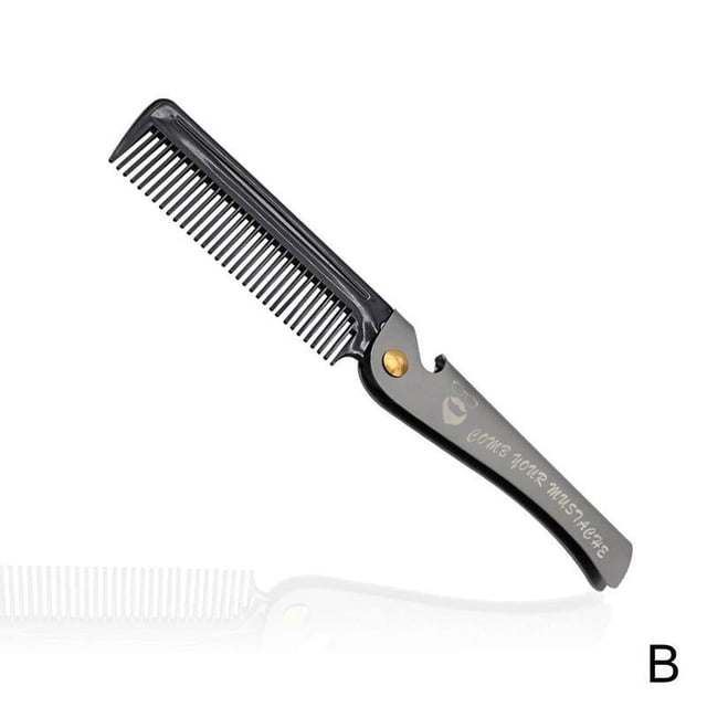 Steel Beard and Mustache Comb Folding Fine Comb Pocket Q9D8