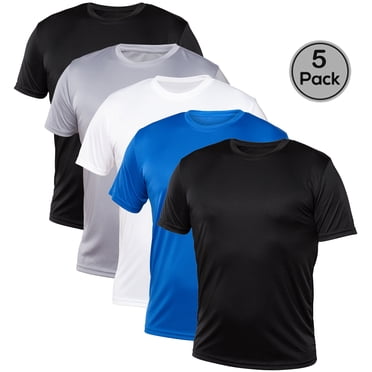 Blank Activewear Lot de 5 T-Shirts pour Hommes, Tissu de Performance à Séchage Rapide