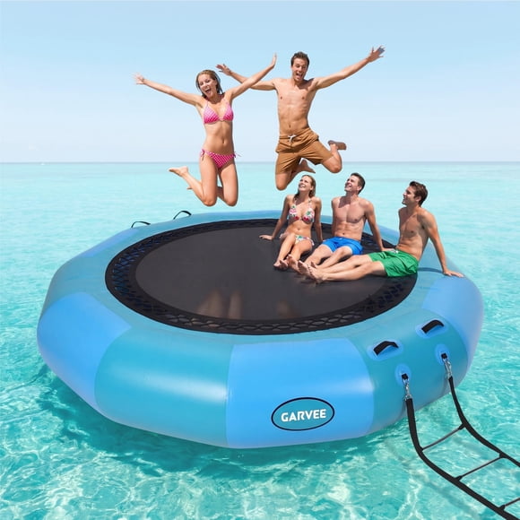 Trampoline Aquatique Gonflable pour Adultes – Plateforme Flottante en PVC avec Double Corde Élastique, Pompe Électrique et Échelle de Corde – Idéal pour Lac, Piscine et Mer Calme – Transat Récréatif Portable