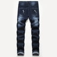 thumbnail image 3 of Jeans for Men Ripped Men Zipper Closure Solid Washed Stretch Casual Trousers Ripped Jeans, 3 of 8