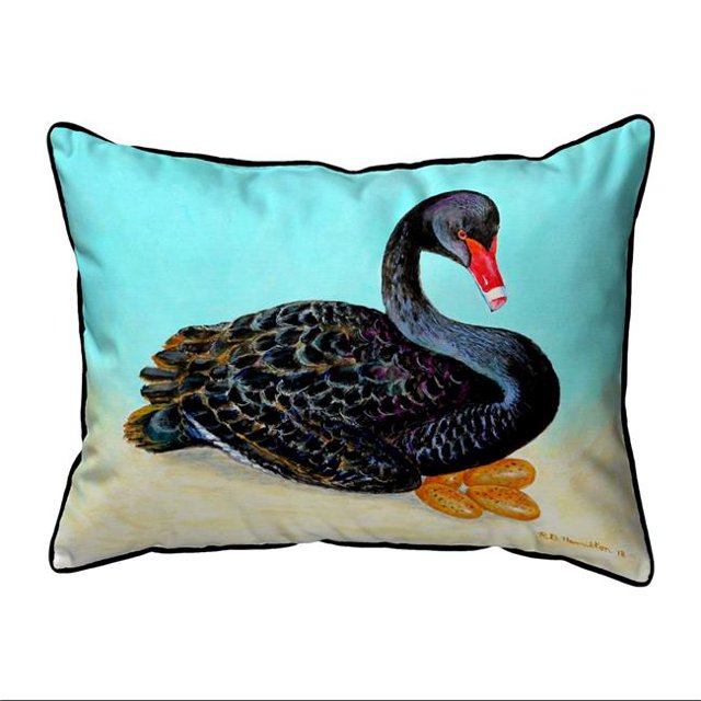 Oreiller Intérieur et Extérieur Grand 16 x 20 Po Cygne Noir