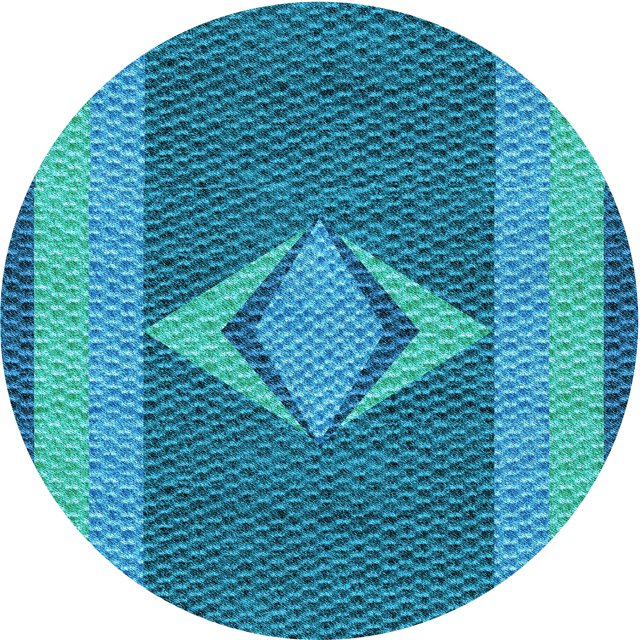 Ahgly Company Tapis d'Intérieur Ronds Transitionnels Bleus Lavables à la Machine, 6 Pieds Rond
