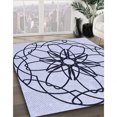 thumbnail image 3 of Ahgly Company Tapis Rond Lavable en Machine Intérieur Transitionnel Bleu Lavande, 5 Pieds Rond, 3 of 7