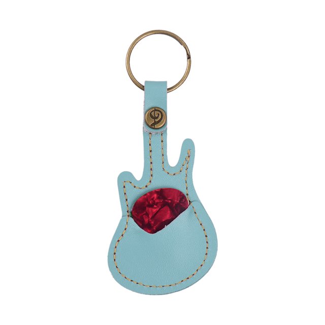 Étui de Rangement en Cuir pour Médiators de Guitare en Forme de Guitare avec Porte-Clés Lot de 5 Médiators en Celluloïd Accessoires pour Instruments à Cordes