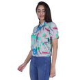 thumbnail image 2 of Moomaya Haut Court Imprimé pour Femmes Été Décontracté T-Shirt à Col à Fermeture à Glissière, 2 of 7