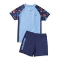 thumbnail image 1 of Baby Boy Swimsuit Plus Size Pool Hot Spring Short Sleeve Printed Tops Swim Trunks Split Swimwear Set Boys Bathing Suit Blue 140, 1 of 9