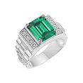 thumbnail image 3 of RYLOS Men's Rings 14K White Gold Designer Style 10X8MM Emerald Cut Shape Gemstone & Diamonds Emerald May Birthstone Rings For Men Size 13, 3 of 4