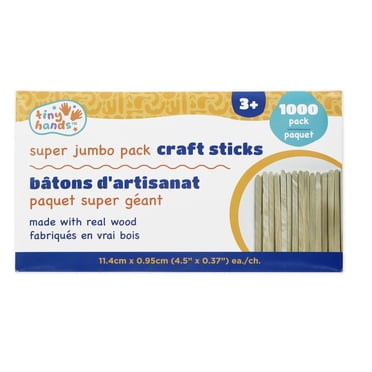 TINY HANDS bâtonnets de bricolage en bois super jumbo, 1, 000 pièces (11.4 cm (4.5 po) × 1 cm (0.4 po)), 11.5 cm (4.5 po), 1000 pièces