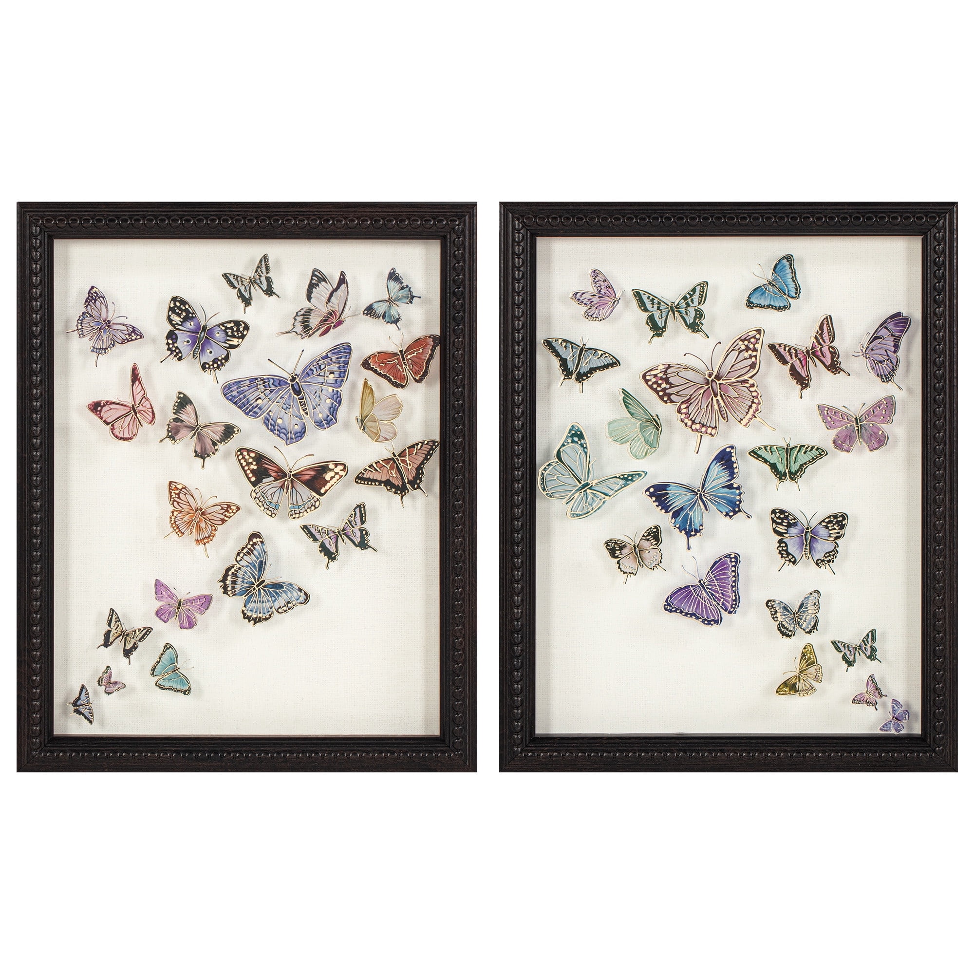 Set of Two Framed Under Glass Butterflies 8x10 - FRENCH