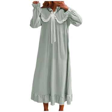 Kaemgyyd Nuisette pour Femmes 2025 Automne Hiver Mignonne à Manches Longues Chemise de Nuit Grande Taille Tenue d'Intérieur Robe de Nuit Maxi