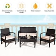 thumbnail image 3 of Gymax 4PCS Patio Rattan Set Cushioned Sectional Sofa Glass Table, 3 of 10