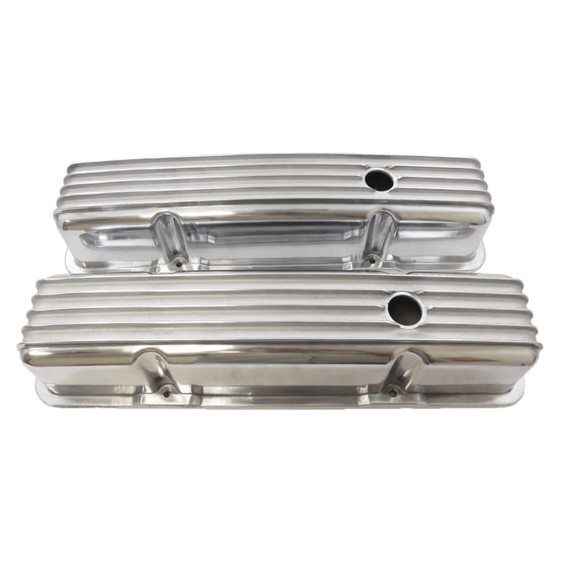 RPC Racing Power Company R6181 Couvercle de Valve pour Utilisation avec Moteurs Chevy à Petit Bloc de 1958-1987; Hauteur 3-11/16 Pouces; 4 Trous de Boulons; avec Trou de Remplissage d'Huile; avec Baffles; Entièrement Ailé; Aluminium; Ensemble de 2