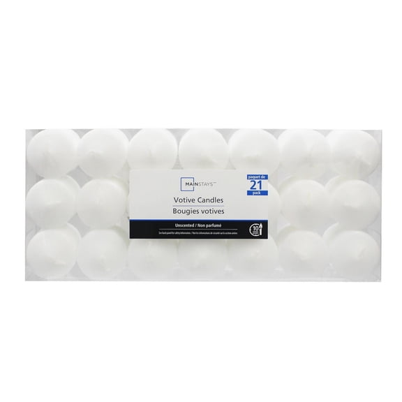 Mainstays 21PK Unscented White Votive Candles