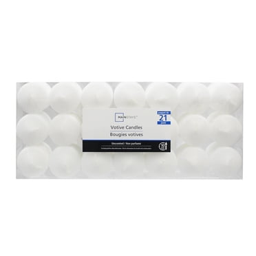 Mainstays 21PK Bougies votives blanc, non parfumé