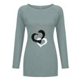 thumbnail image 3 of T-shirts à Manches Longues pour Femmes Time And Tru Mode Femme Décontractée Imprimé Col Rond Ample T-Shirt à Manches Longues Haut Blouse Chandail, 3 of 6