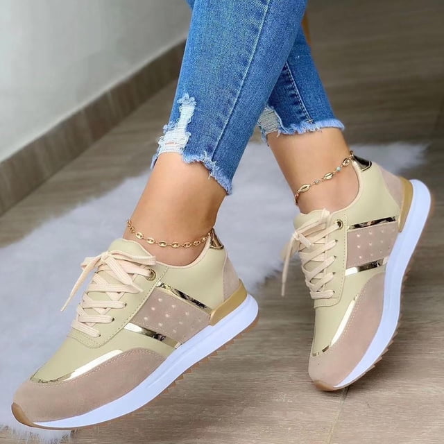 Weiqiqre Chaussures de Course pour Femmes en Solde, Chaussures Décontractées Confortables à Lacets pour Sports de Plein Air, à Bout Rond, Semelle Épaisse, Basses, avec Coutures