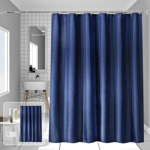 JASKFLY Bathroom Curtains Waterproof Non Perforated Shower Curtain with Removable Liner and Sheer Window for Bathroom Privacy and Ventilation,Home Textiles|Canvas,Blue