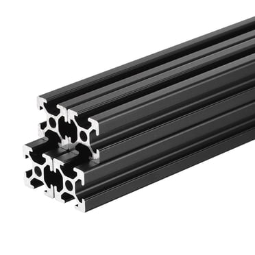 Unique Bargains 2020 Fente en T Extrusion d'Aluminium 100 mm (3,9 Pouces) Noir Norme Européenne Rail Linéaire Anodisé 4 Pcs