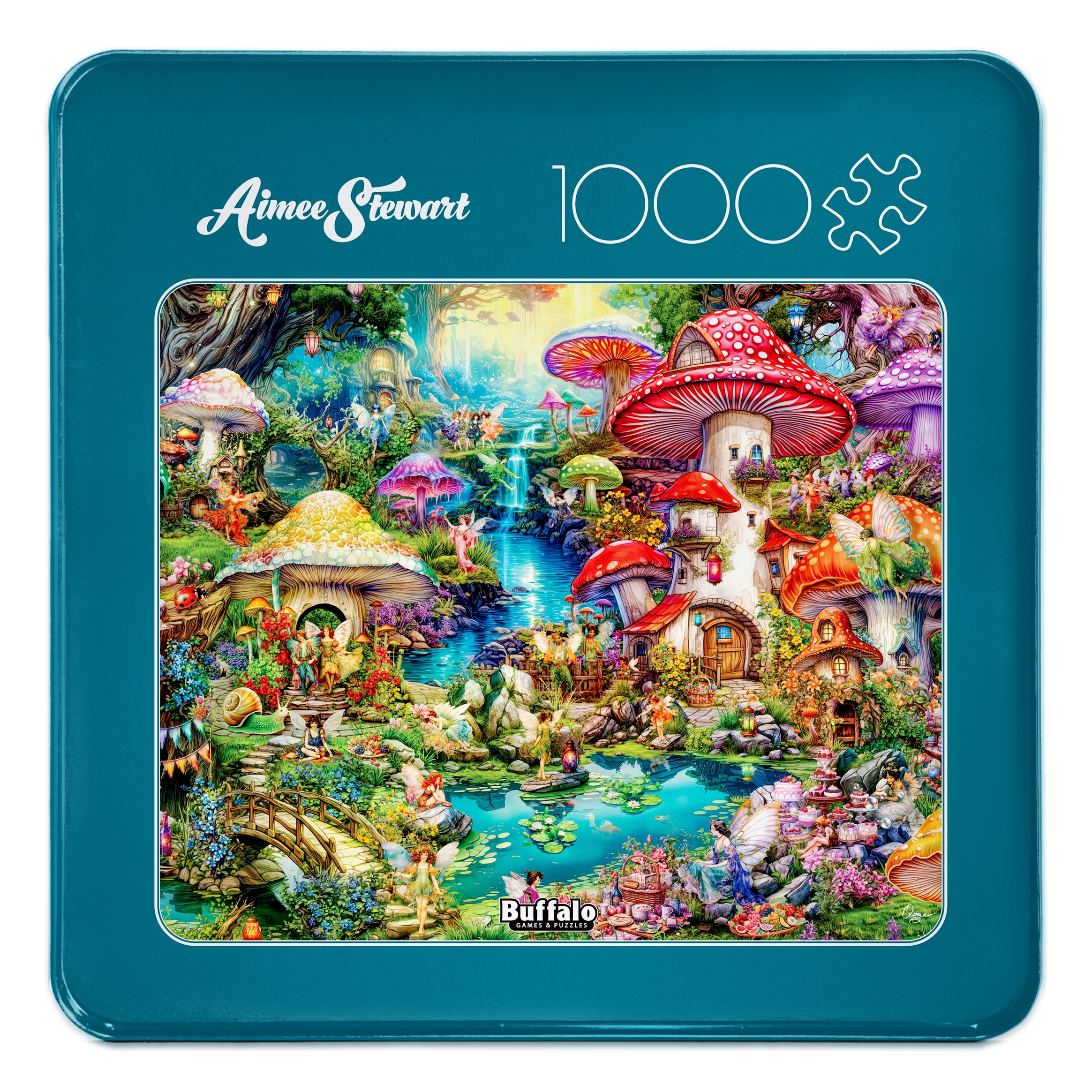 Buffalo Games Merry Mushroom Village Picnic 1000-Piece Interlocking Jigsaw Puzzle