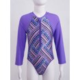 thumbnail image 2 of YONGHS Kids Girls Long Sleeve One Piece Swimsuits Zipper Rash Guard Swimwear UV Protection Bathing Suit Purple 8, 2 of 7