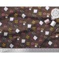 thumbnail image 3 of Soimoi Brown Georgette Viscose Fabric Heart & Love Text Fabric Prints By Yard 42 Inch Wide, 3 of 5