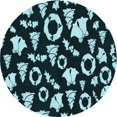 thumbnail image 1 of Ahgly Company Tapis d'Intérieur Rond Lavable en Machine Vert Sarcelle Profond Transitionnel, 8 Pieds Rond, 1 of 7