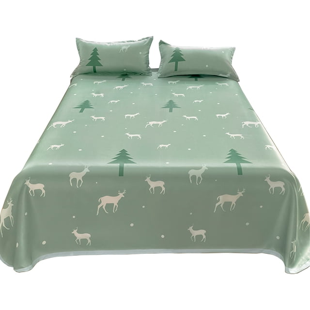 Bed Sheets Full Ice Silk Bedding Three Piece Set Breathable Soft Bed Sheet Luxurious Silk Bed Sheet and Pillowcase Realistic and Interesting Patterns Bedding Sets Full