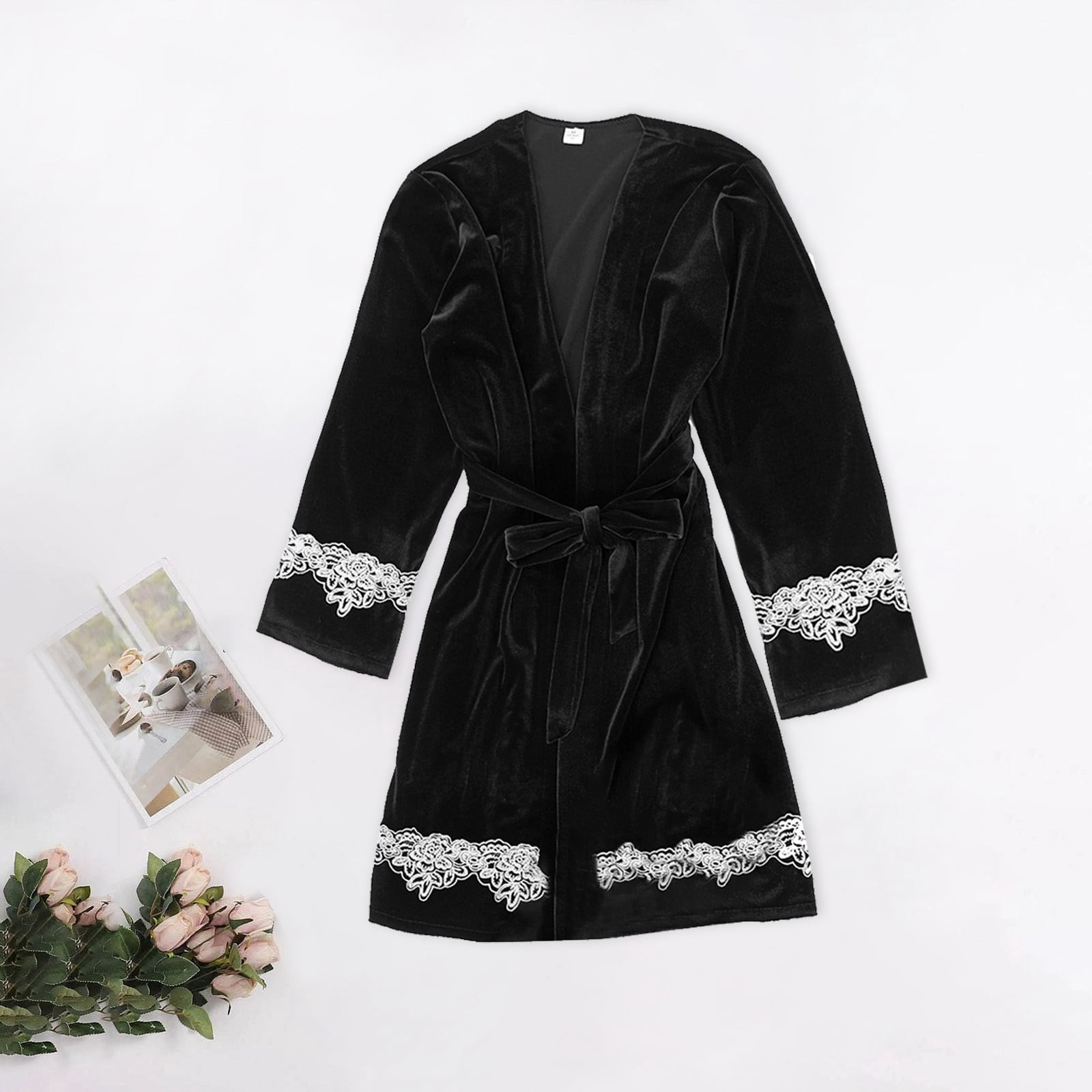 Peignoir en Molleton pour Femmes TIMIFIS, Peignoir Court en Peluche pour Femmes avec Capuchon, Doux et Chaud, Peignoir de Spa, Peignoir Doux et Duveteux, Peignoir de Spa, Pyjama d'Hiver Chaud, Robe de Nuit de Doucheflash