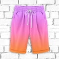 thumbnail image 2 of Plebaso Men's Stylish Shorts Gradient Color Summer Beach Shorts Drawstring Casual Knee Length Shorts, 2 of 3
