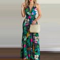 thumbnail image 2 of bbymog Robes Femmes Femmes Plage Mode Imprimé Tropical Été Col en V Sans Manches Robe Nuisette Décontractée Coupe Ample Longues Robes pour Femmes Noir TG, 2 of 4