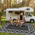 thumbnail image 2 of Reversible Outdoor Rug, Waterproof Plastic Straw Mat – Durable, UV-Resistant, Easy-Clean, Non-Shedding Patio Carpet for Deck, Porch, Balcony, Backyard, Camping, RV Use, 2 of 8