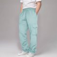 thumbnail image 3 of XZNGL Boys Sweatpants, Drawstring Waist, Multiple Pockets, Polyester Fabric, Relaxed Fit, Ankle-Length Jogger Style, for Daily Wear and Outdoor Activities, 3 of 9